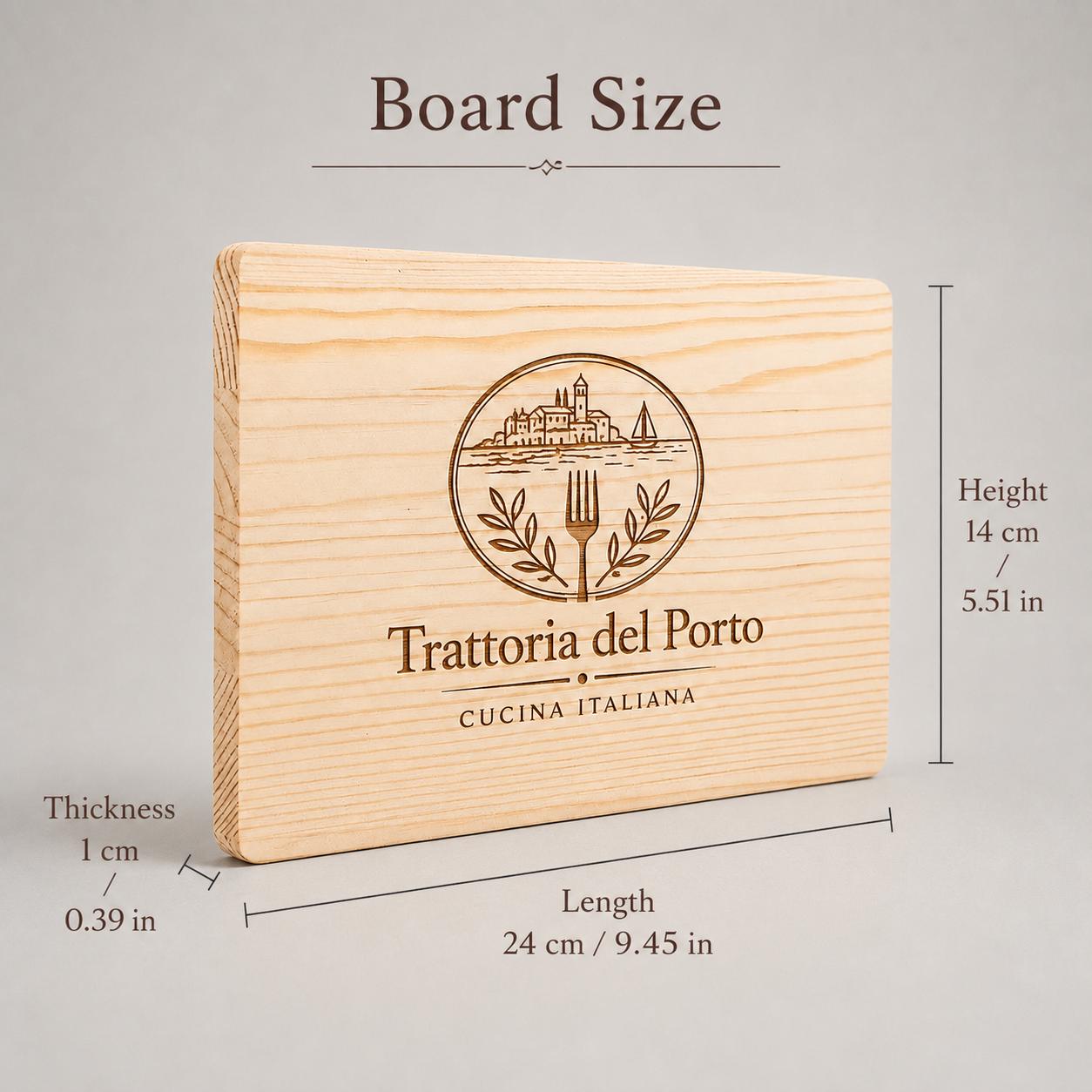 Tagliere 24 × 14 cm con angoli arrotondati