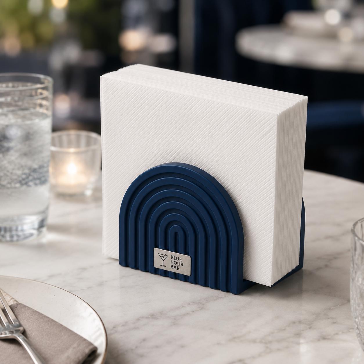 Portatovaglioli PETG personalizzato per ristorazione e hospitality
