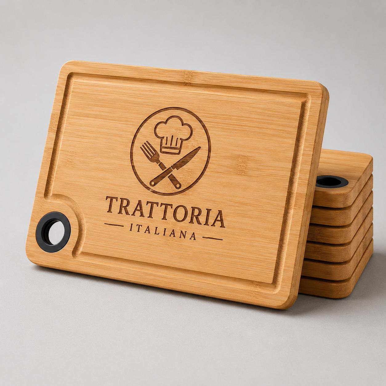 Set di 5 taglieri in bambù personalizzati 28 × 18 cm – vista 5