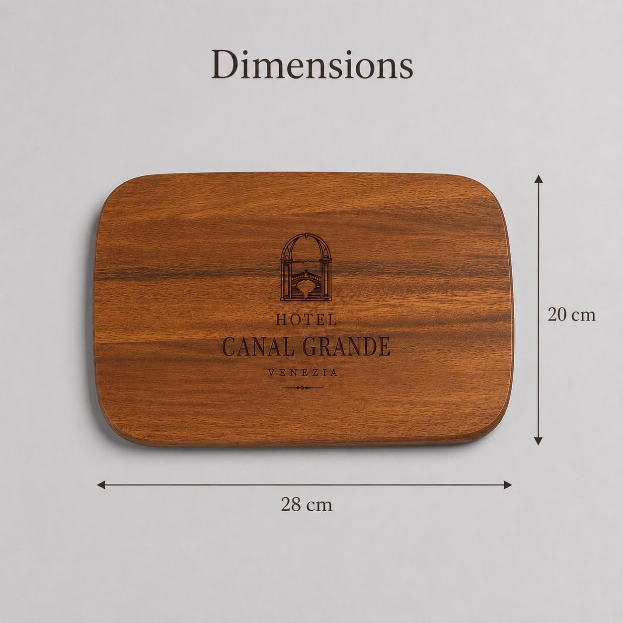 Set di 4 taglieri in acacia personalizzati 28 × 20 cm – vista 7