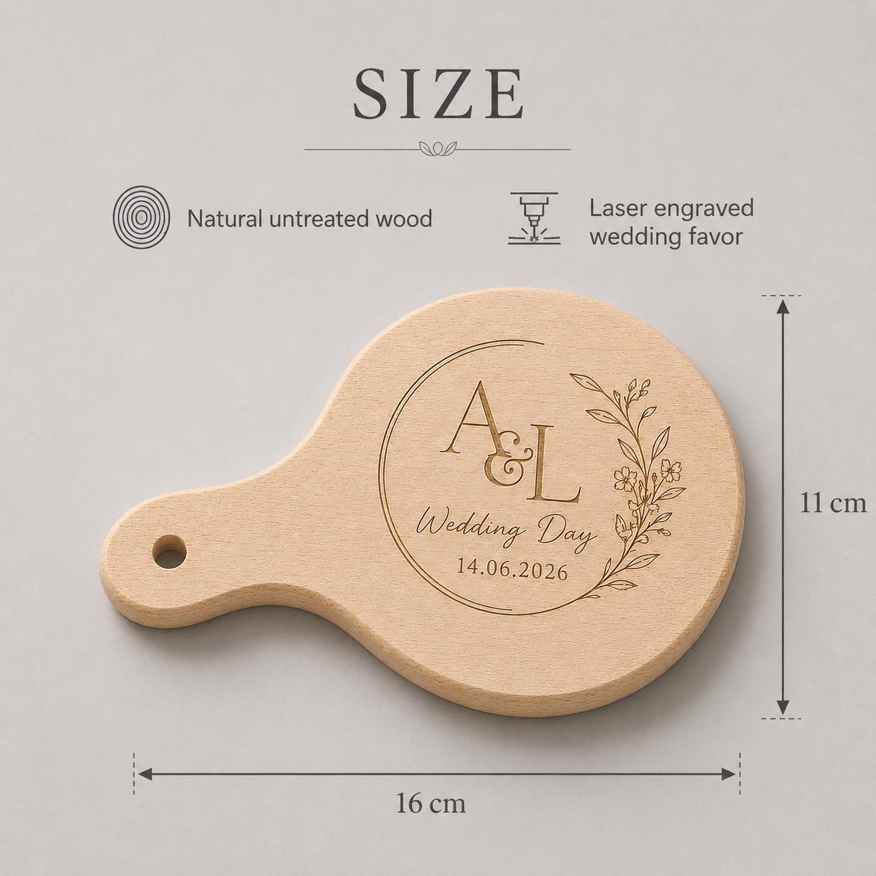 Incisione laser personalizzata su mini tagliere con manico