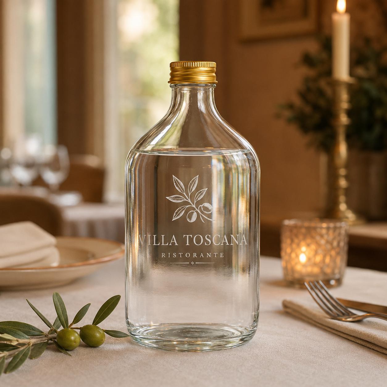 Bottiglie in vetro trasparente da 500 ml personalizzabili
