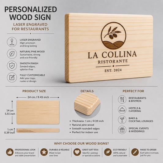 Set di 10 taglieri rettangolari in pino personalizzati – vista 2