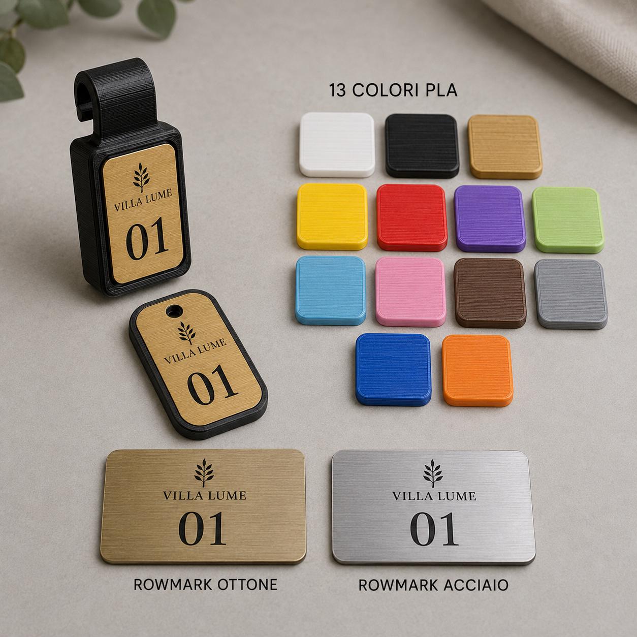 Set da 10 Coppie Numerate Guardaroba Personalizzate | Gettoni e Clip in PLA e Rowmark per Hotel e Ristoranti