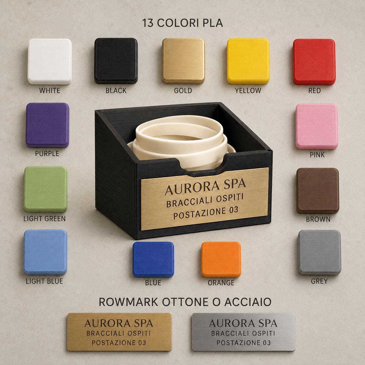 Set da 10 Organizer Braccialetti Personalizzati | PLA e Rowmark per Spa e Piscine