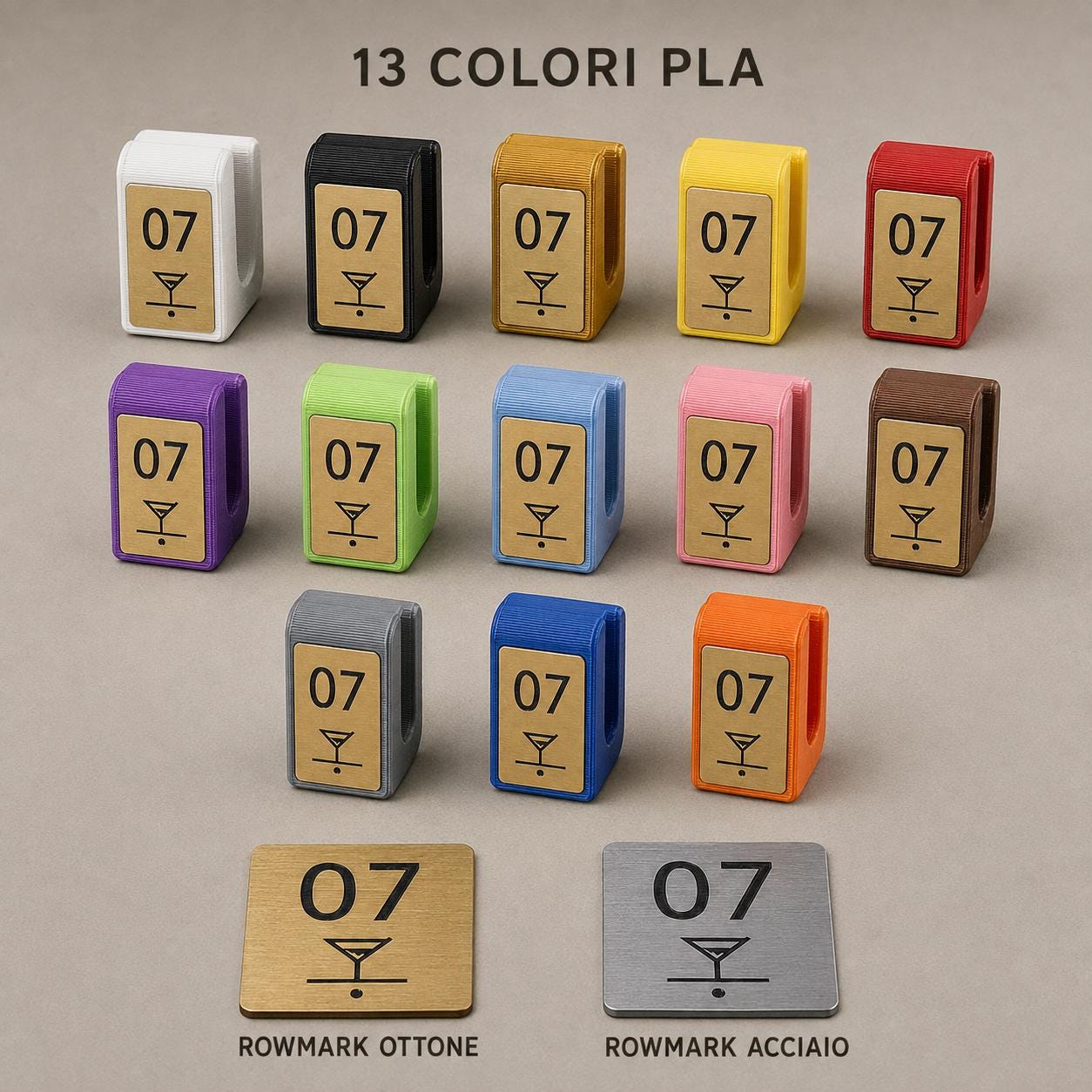 Set da 10 Marcatori Numerati per Vassoi Bar | Clip PLA e Rowmark per Cocktail e Servizio