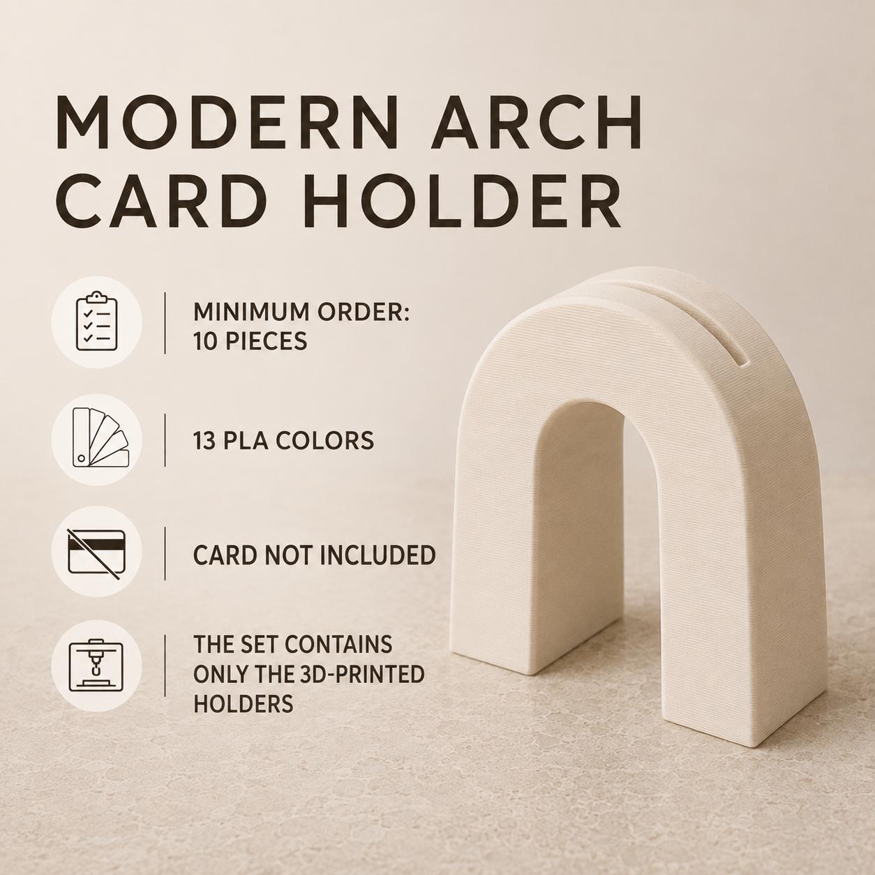 Set da 10 Portacartellini Moderni ad Arco in PLA | Supporti 3D per Ristoranti, Hotel e Buffet
