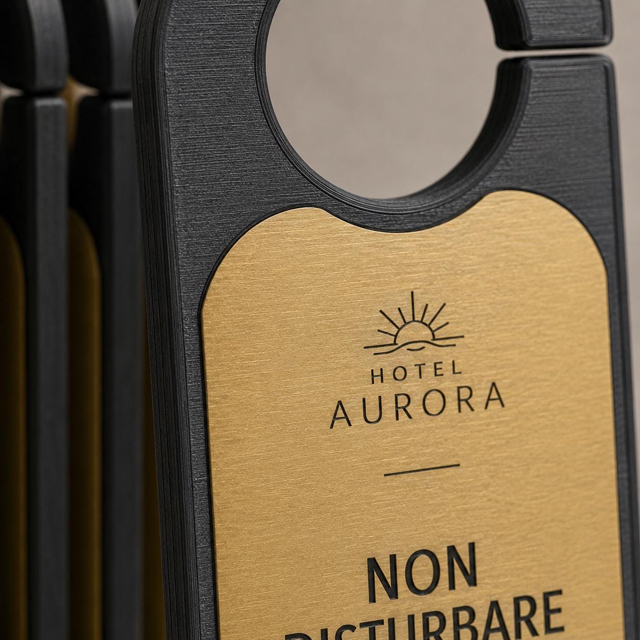 Set da 10 Cartellini Bifacciali per Porta Hotel Personalizzati | Non Disturbare e Riordinare la Camera | PLA e Rowmark