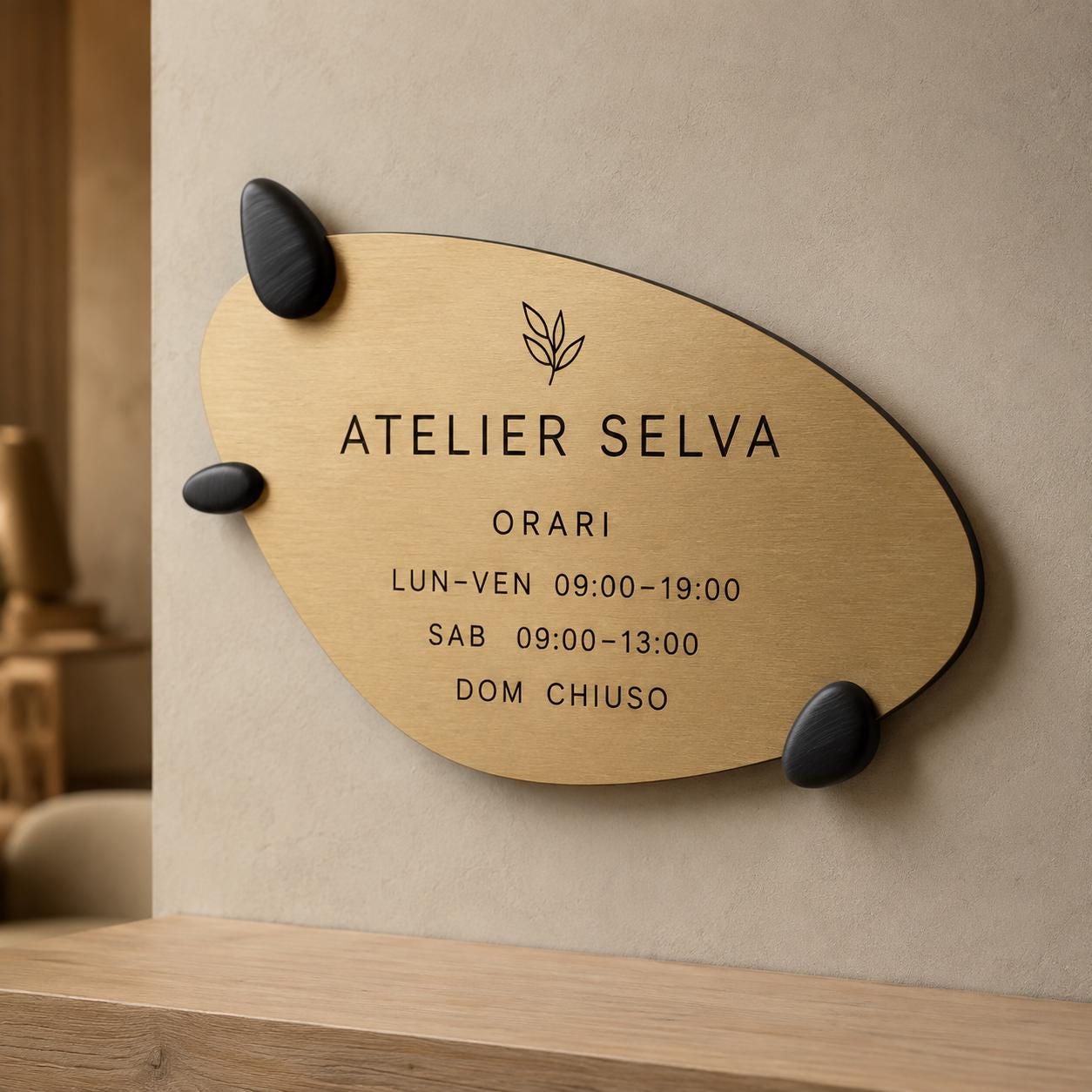 Targa Orari Personalizzata Linea Organica | Insegna Apertura per Hotel Ristorante Spa | Rowmark e PLA 3D