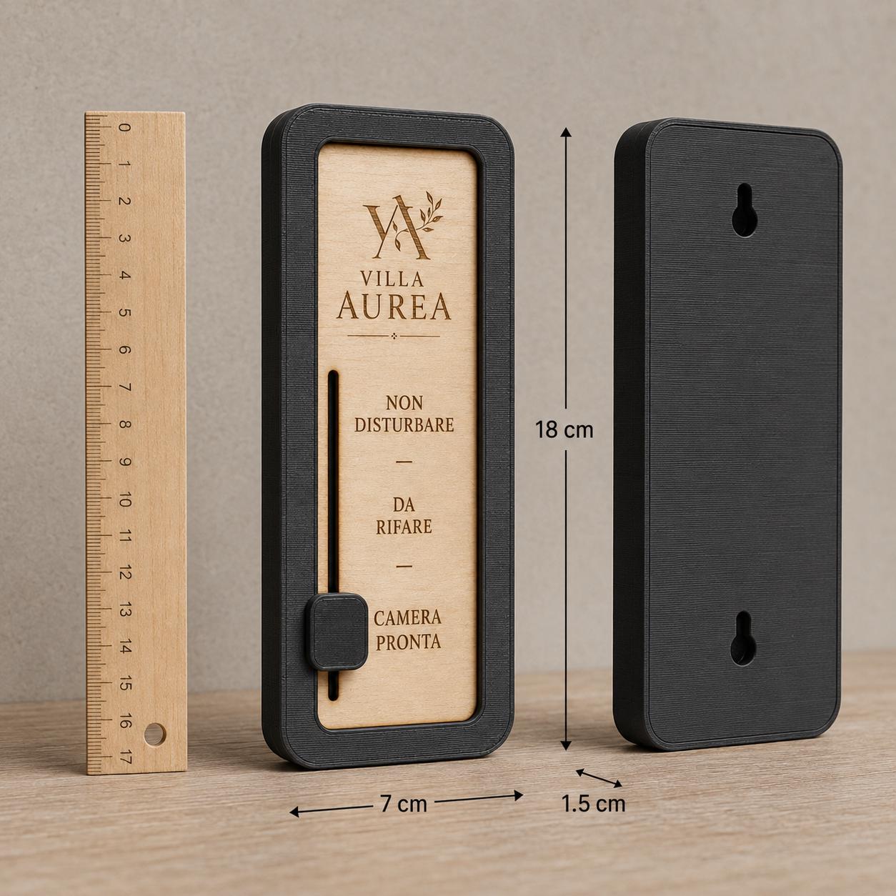 Set da 10 Segnalatori Stato Camera Hotel Personalizzati | Non Disturbare, Da Rifare, Camera Pronta | Legno e Stampa 3D