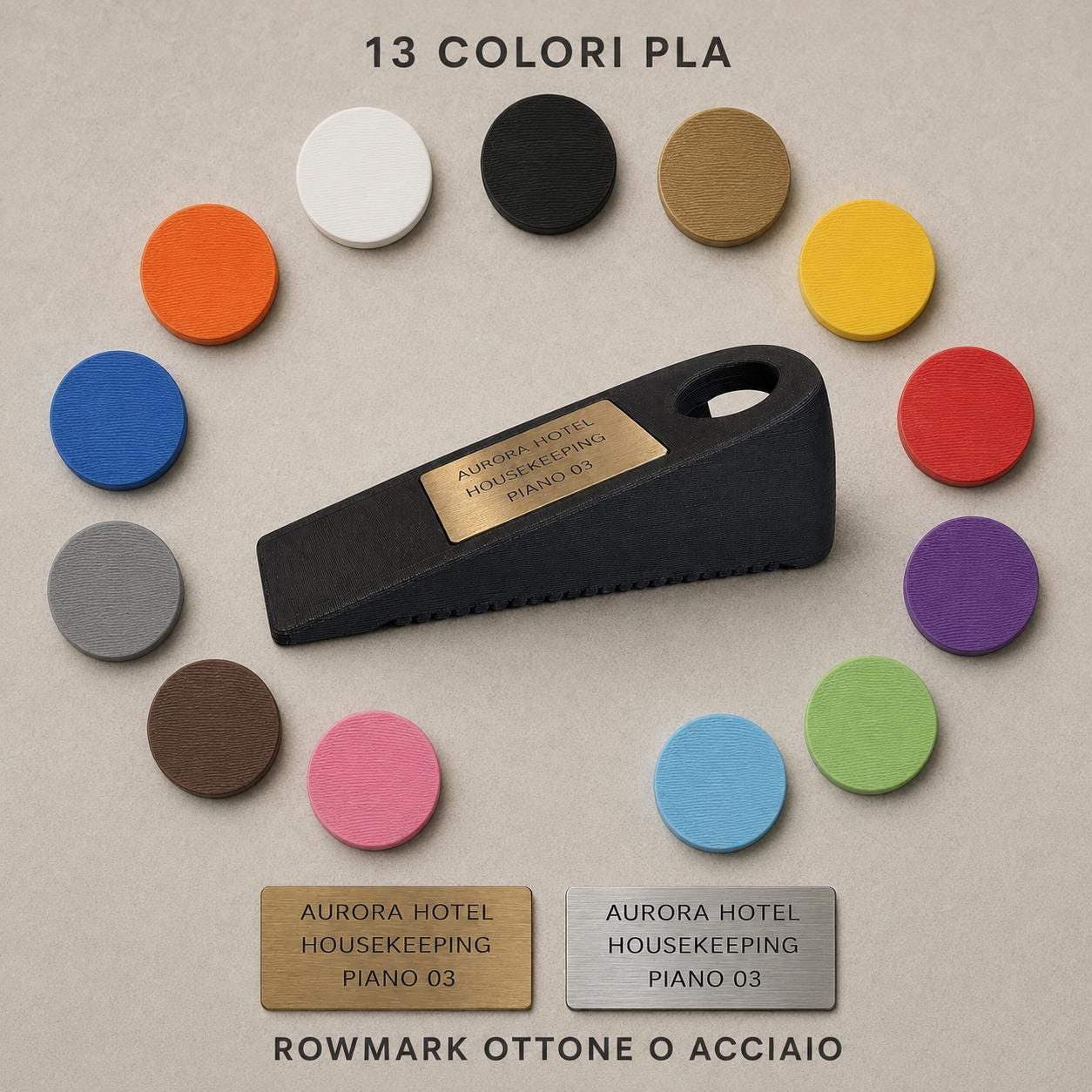 Set da 10 Fermaporta Housekeeping Personalizzati | PLA e Rowmark per Hotel