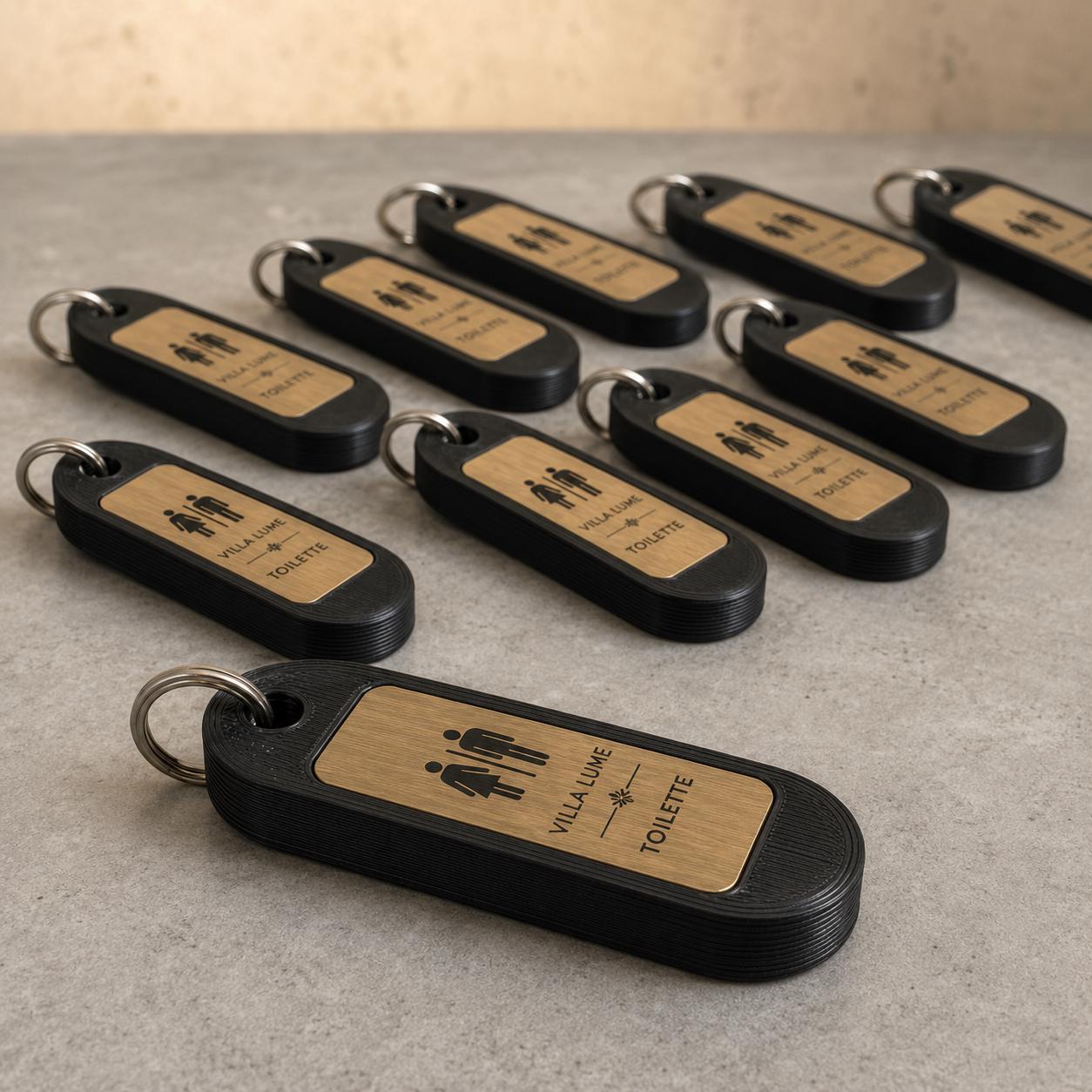 Set da 10 Portachiavi Toilette Personalizzati | PLA e Rowmark per Bar Ristoranti e Locali
