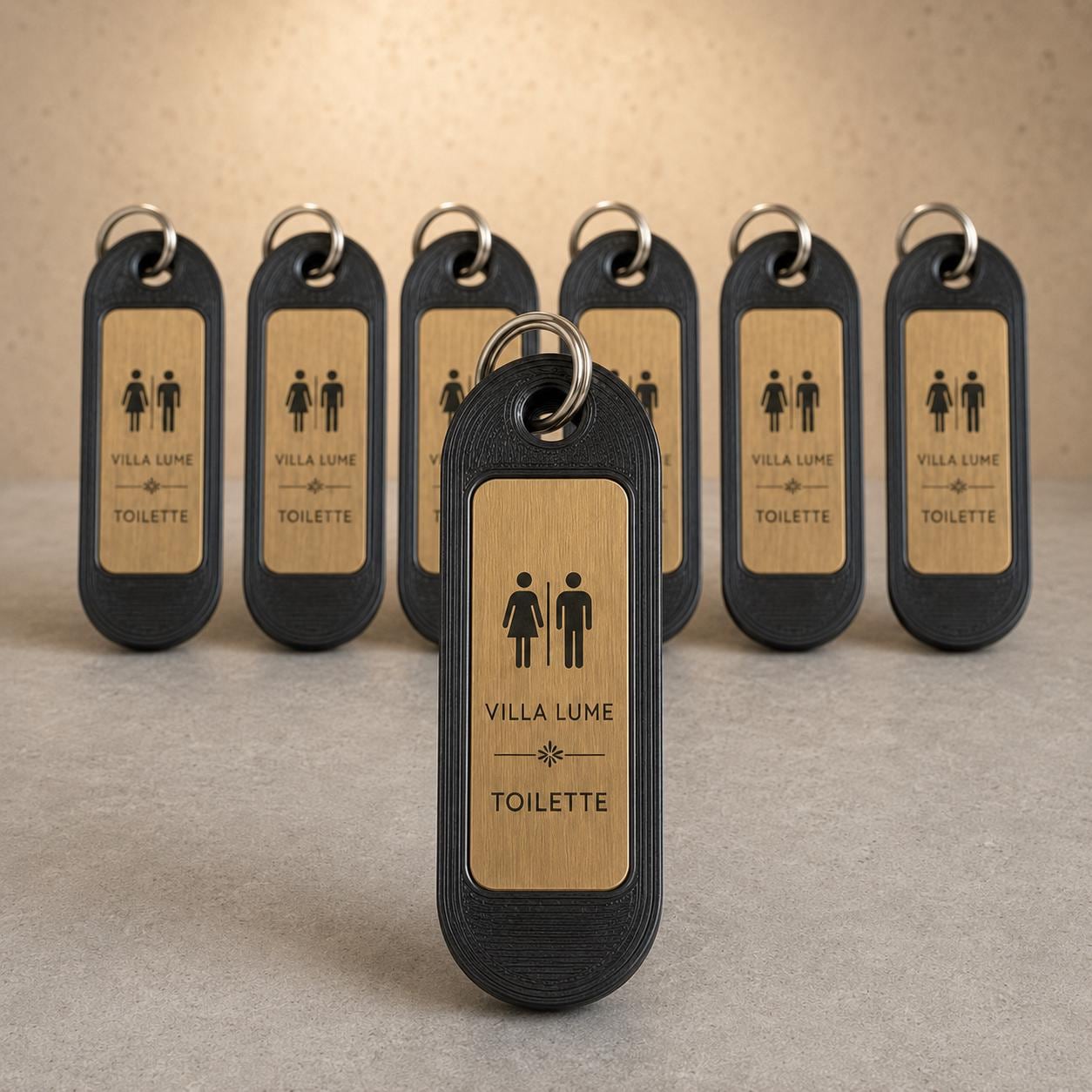 Set da 10 Portachiavi Toilette Personalizzati | PLA e Rowmark per Bar Ristoranti e Locali