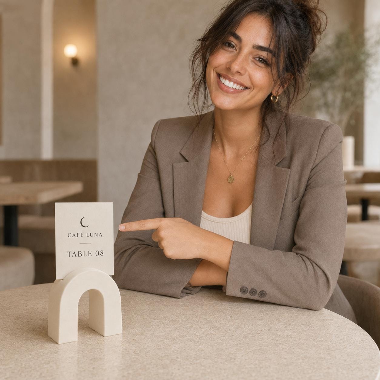 Set da 10 Portacartellini Moderni ad Arco in PLA | Supporti 3D per Ristoranti, Hotel e Buffet