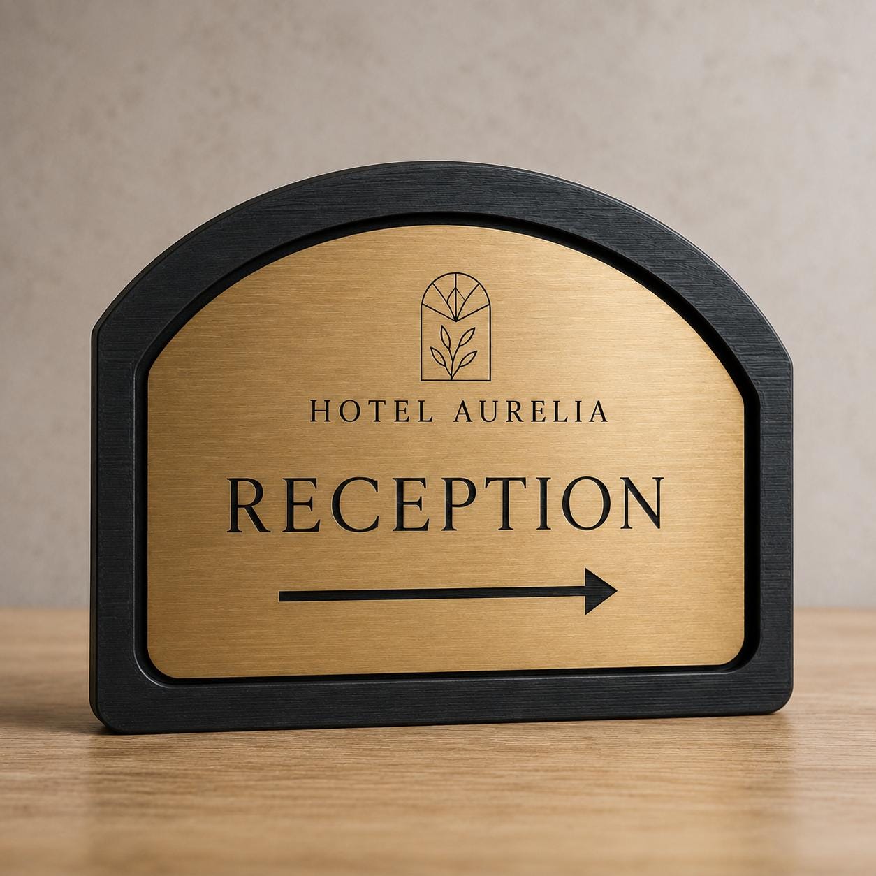 Targa Direzionale Personalizzata Linea Arco | Segnaletica Hotel in Rowmark e PLA 3D | Pezzo Singolo