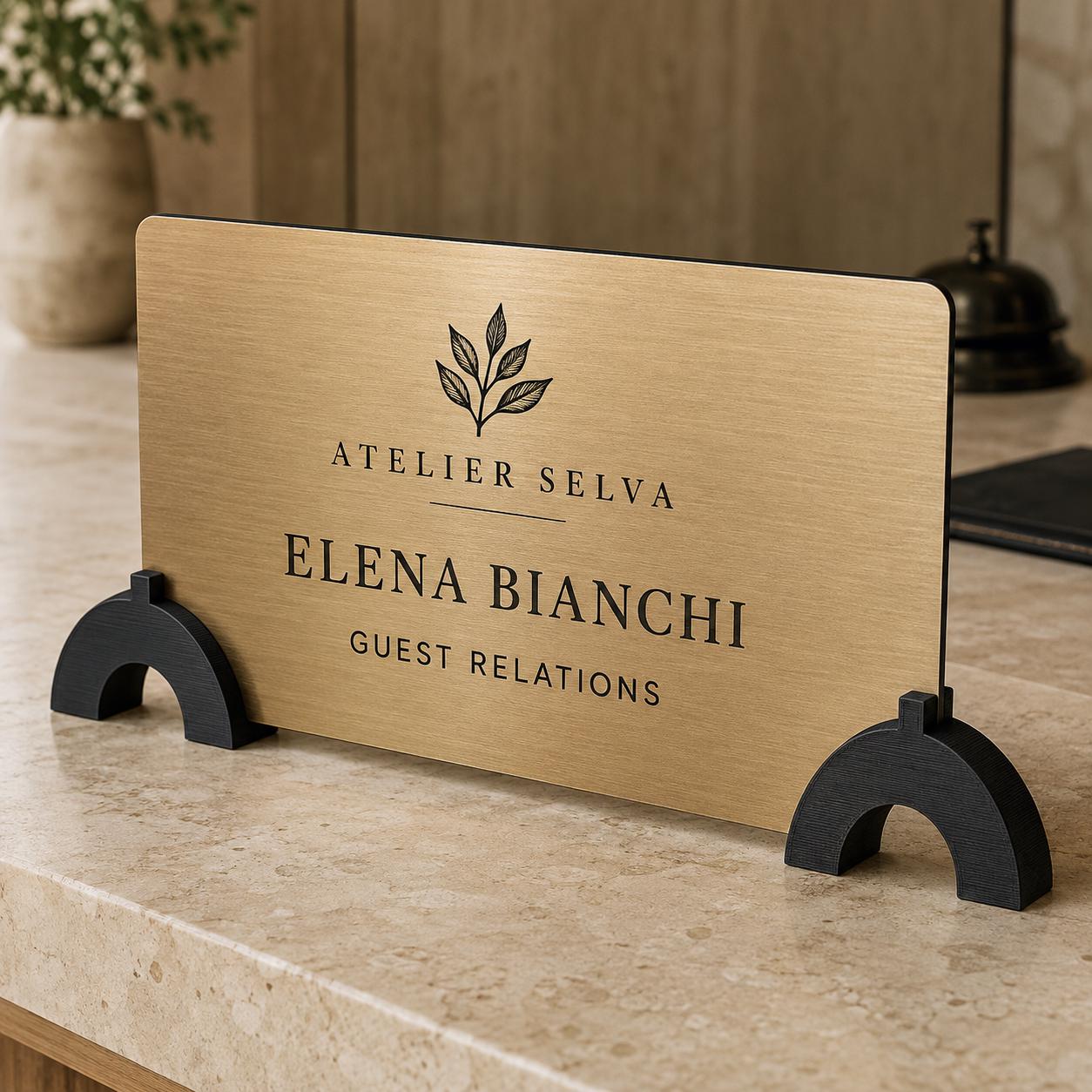 Targa Nominativa da Banco Personalizzata Linea Ponte | Nameplate Reception Hotel Ufficio | Rowmark e PLA 3D | Pezzo Singolo