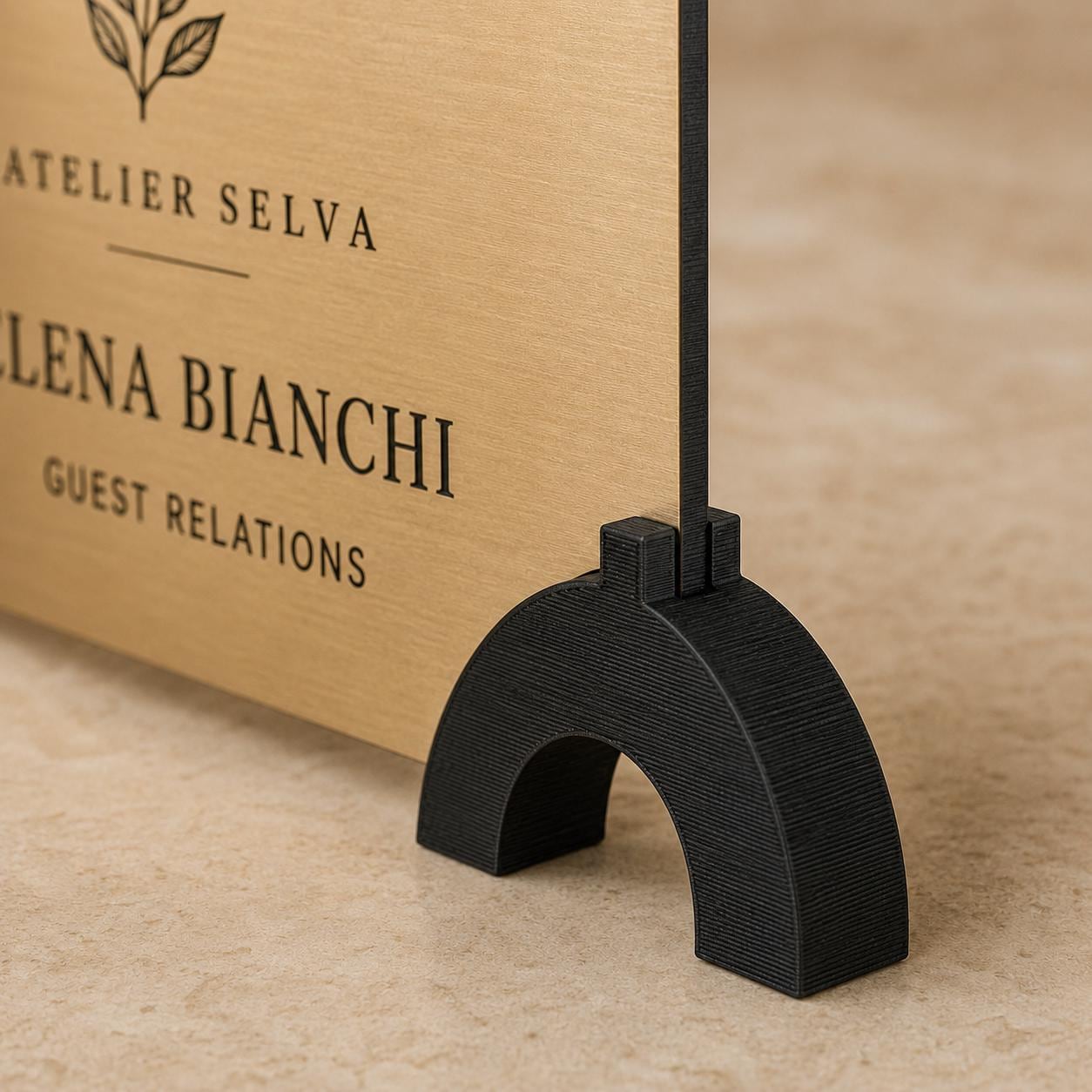 Targa Nominativa da Banco Personalizzata Linea Ponte | Nameplate Reception Hotel Ufficio | Rowmark e PLA 3D | Pezzo Singolo